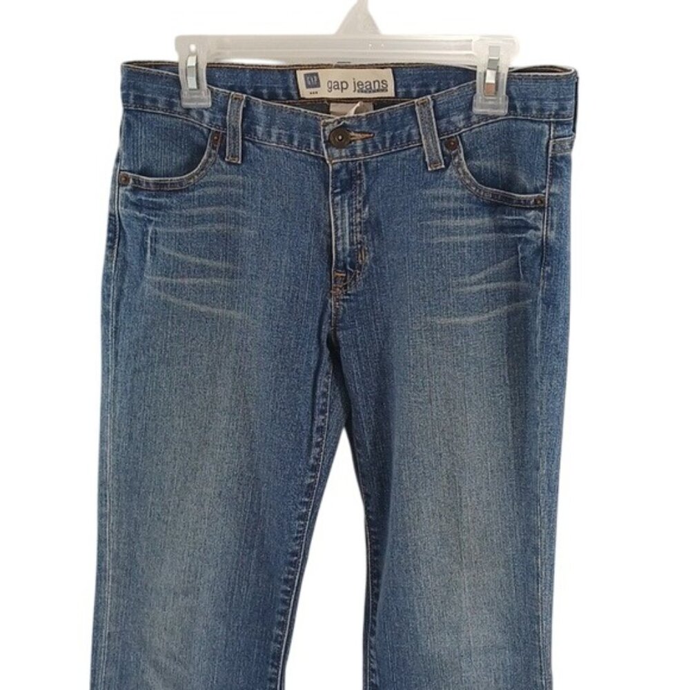 GAP Bootcut Jeans Womens Size 4 Blue Mid Rise Denim Y2K Distressed Hem - Picture 3 of 8